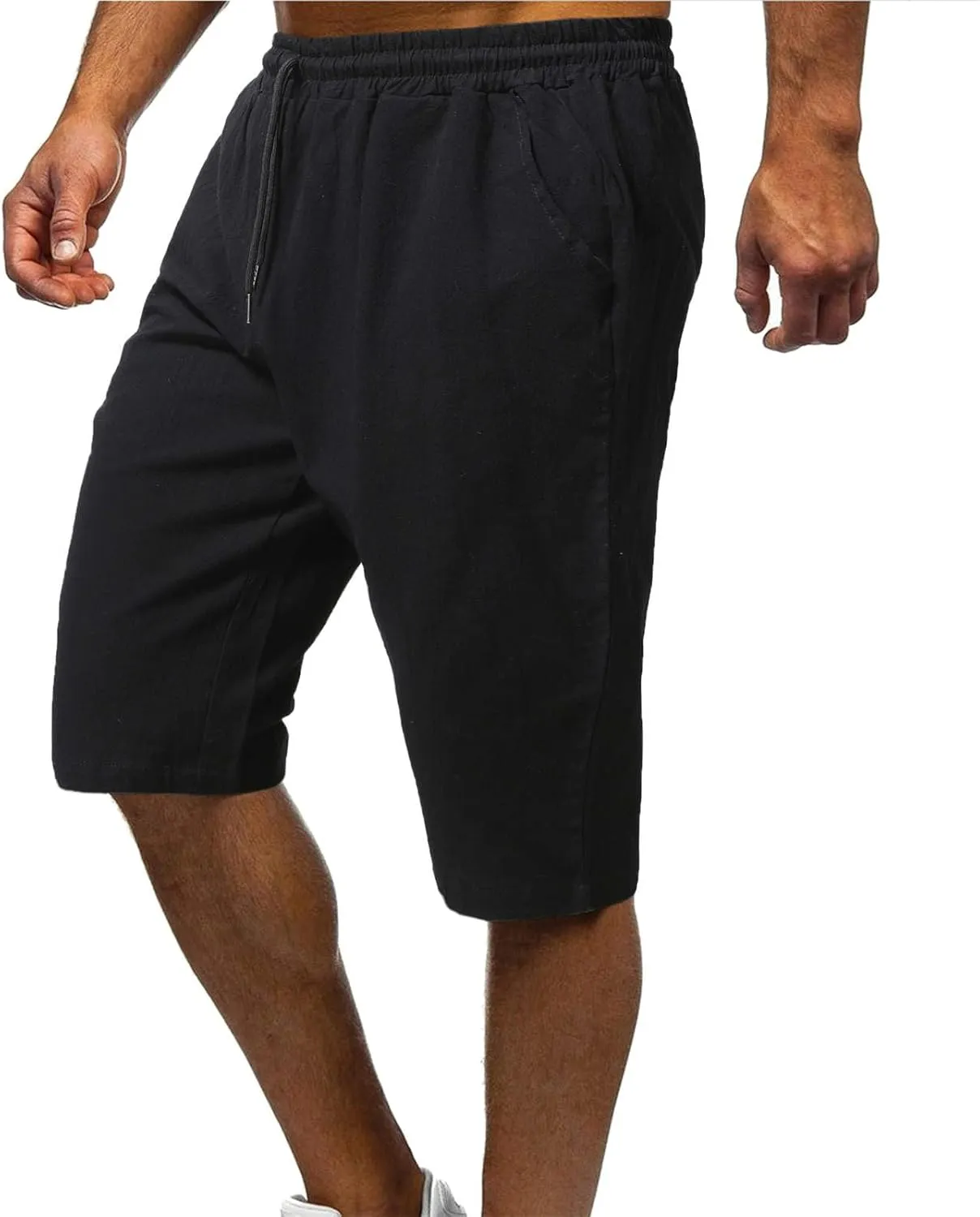 Mens Cotton Shorts Elastic Waist Drawstring Lightweight Shorts Workout Gym Yoga Shorts Summer Beach Vacation Shorts