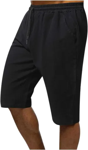 Mens Cotton Shorts Elastic Waist Drawstring Lightweight Shorts Workout Gym Yoga Shorts Summer Beach Vacation Shorts