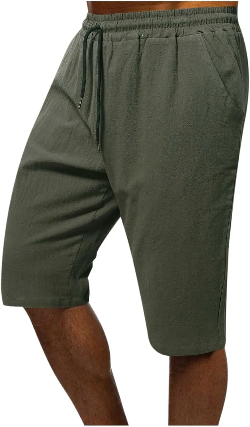 Mens Cotton Shorts Elastic Waist Drawstring Lightweight Shorts Workout Gym Yoga Shorts Summer Beach Vacation Shorts