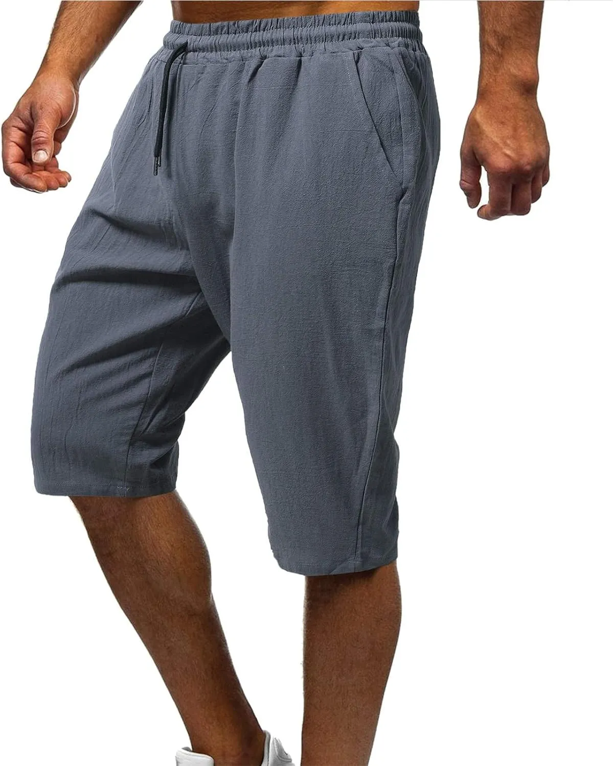 Mens Cotton Shorts Elastic Waist Drawstring Lightweight Shorts Workout Gym Yoga Shorts Summer Beach Vacation Shorts