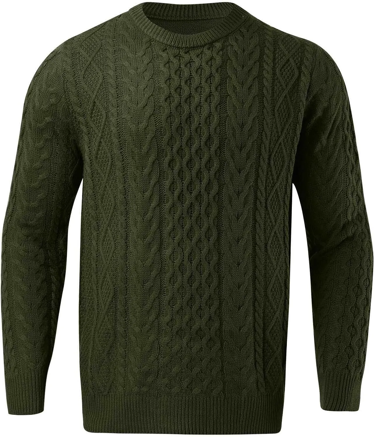 Men's Crewneck Pullover Sweater Chunky Cable Knit Sweater Classic Casual Sweaters Textured Sweater Tops