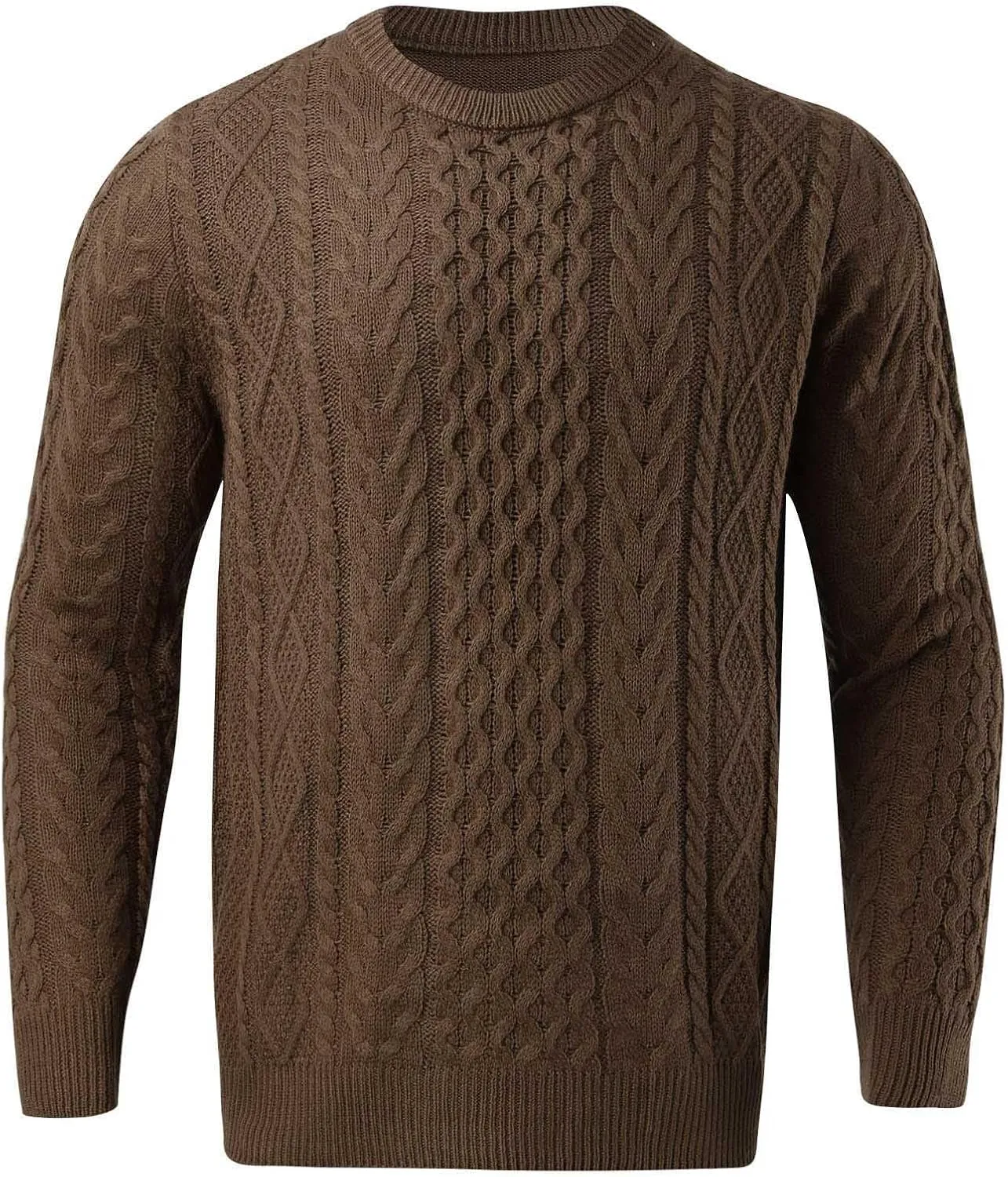 Men's Crewneck Pullover Sweater Chunky Cable Knit Sweater Classic Casual Sweaters Textured Sweater Tops