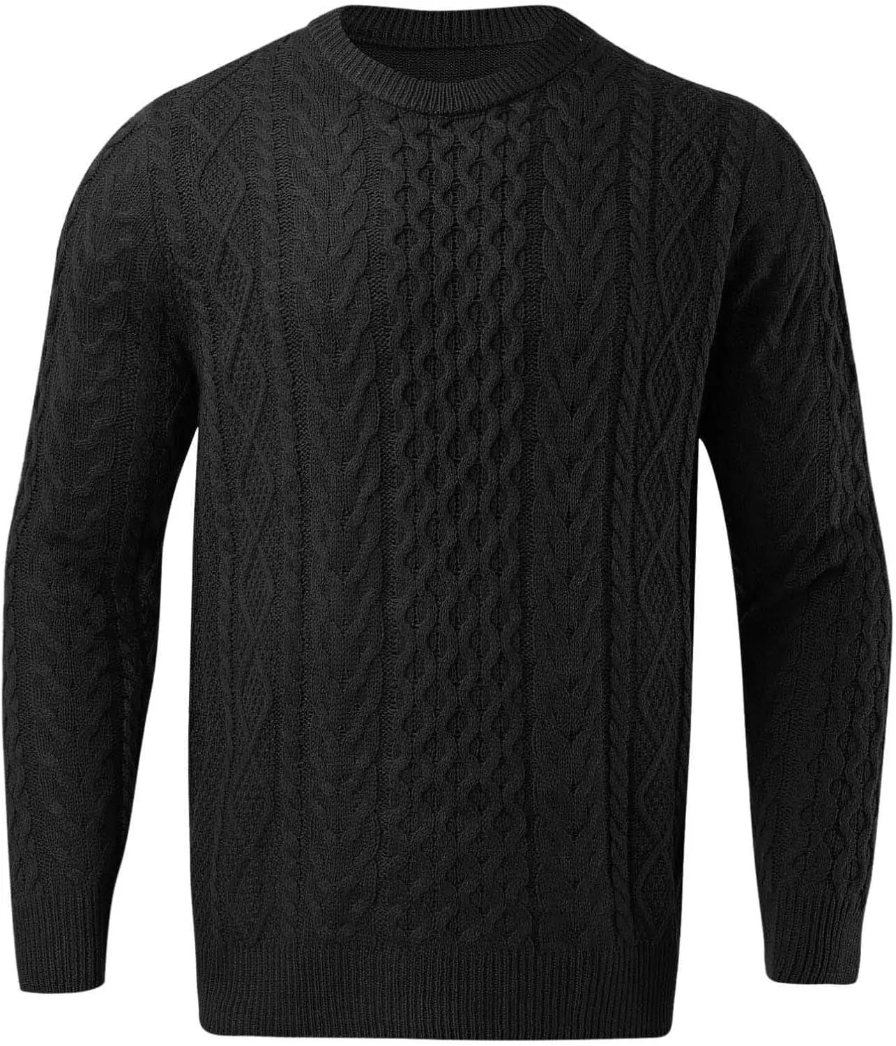 Men's Crewneck Pullover Sweater Chunky Cable Knit Sweater Classic Casual Sweaters Textured Sweater Tops