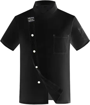Men's Fashion Chef Coat Back Breathable Hidden Vent Chef Uniform Chef Jacket Set Mens Shirts Casual Stylish
