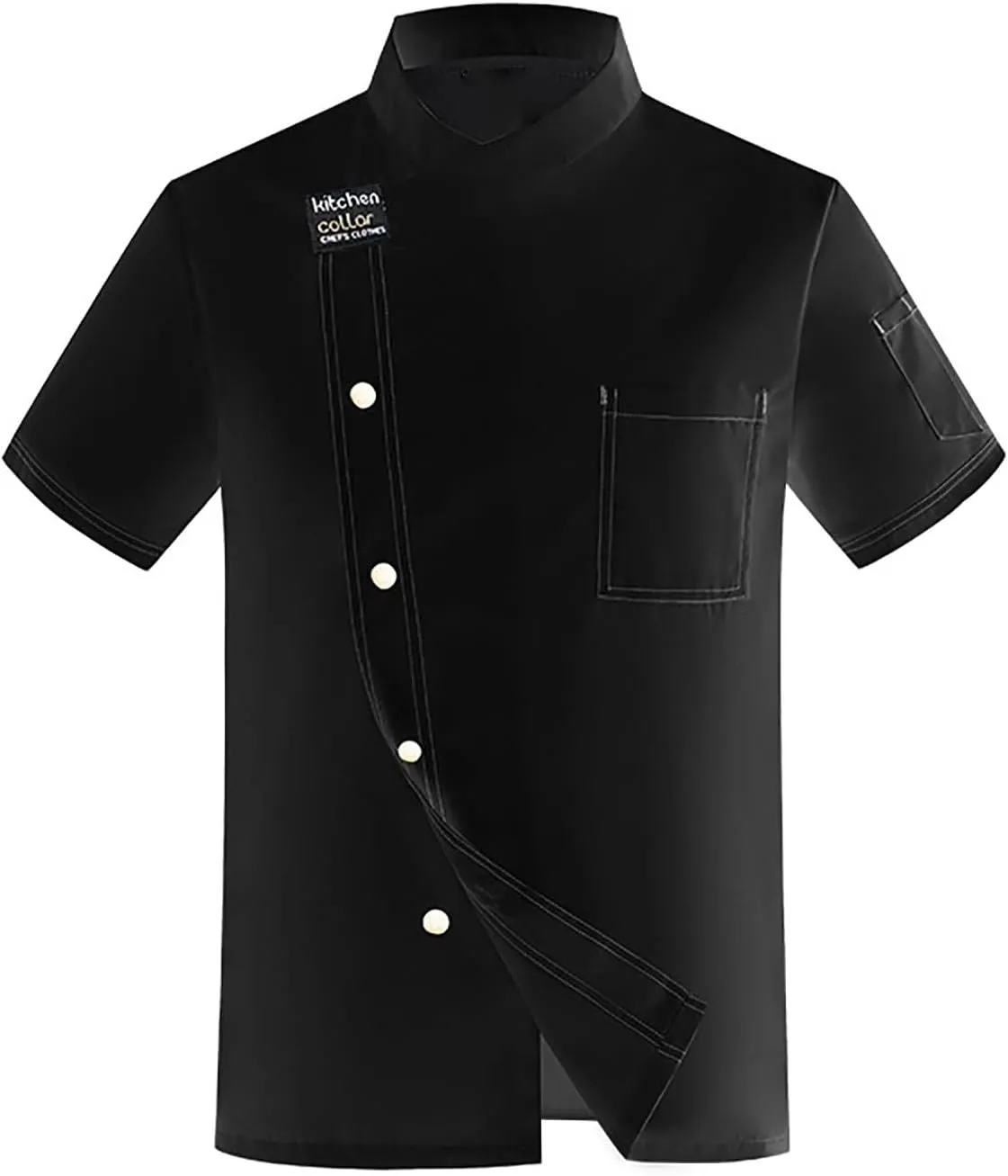 Men's Fashion Chef Coat Back Breathable Hidden Vent Chef Uniform Chef Jacket Set Mens Shirts Casual Stylish