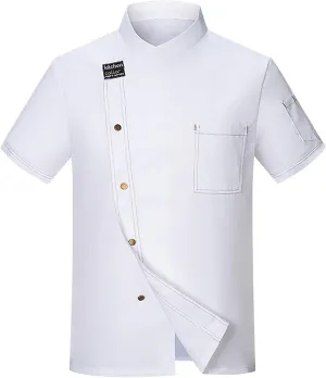 Men's Fashion Chef Coat Back Breathable Hidden Vent Chef Uniform Chef Jacket Set Mens Shirts Casual Stylish