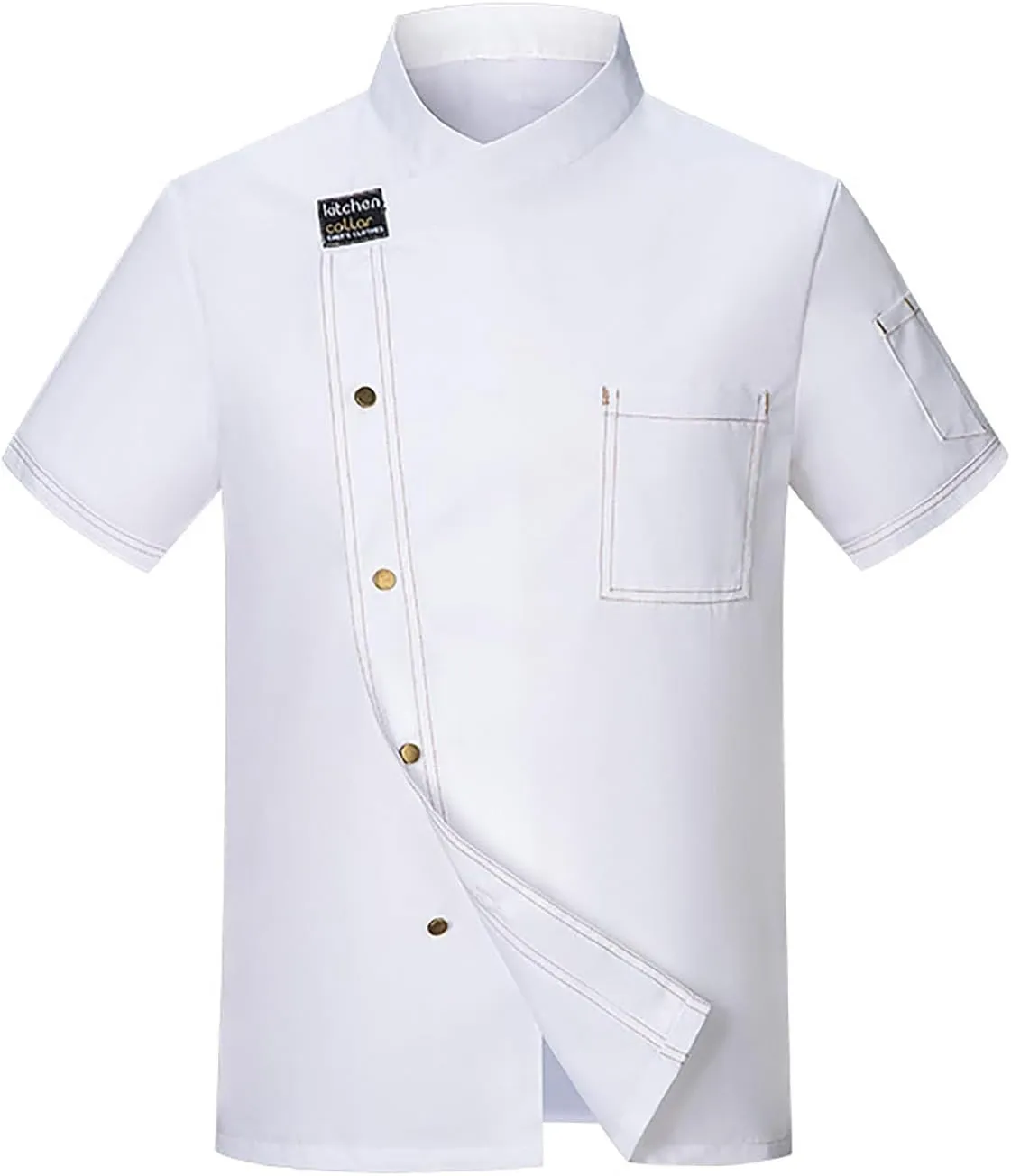 Men's Fashion Chef Coat Back Breathable Hidden Vent Chef Uniform Chef Jacket Set Mens Shirts Casual Stylish