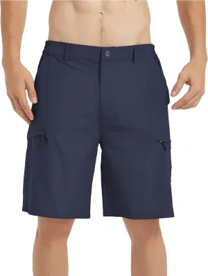 Mens Hiking Cargo Shorts Elastic Waist Shorts Men Casual Outdoor Quick-Dry Shorts, Black