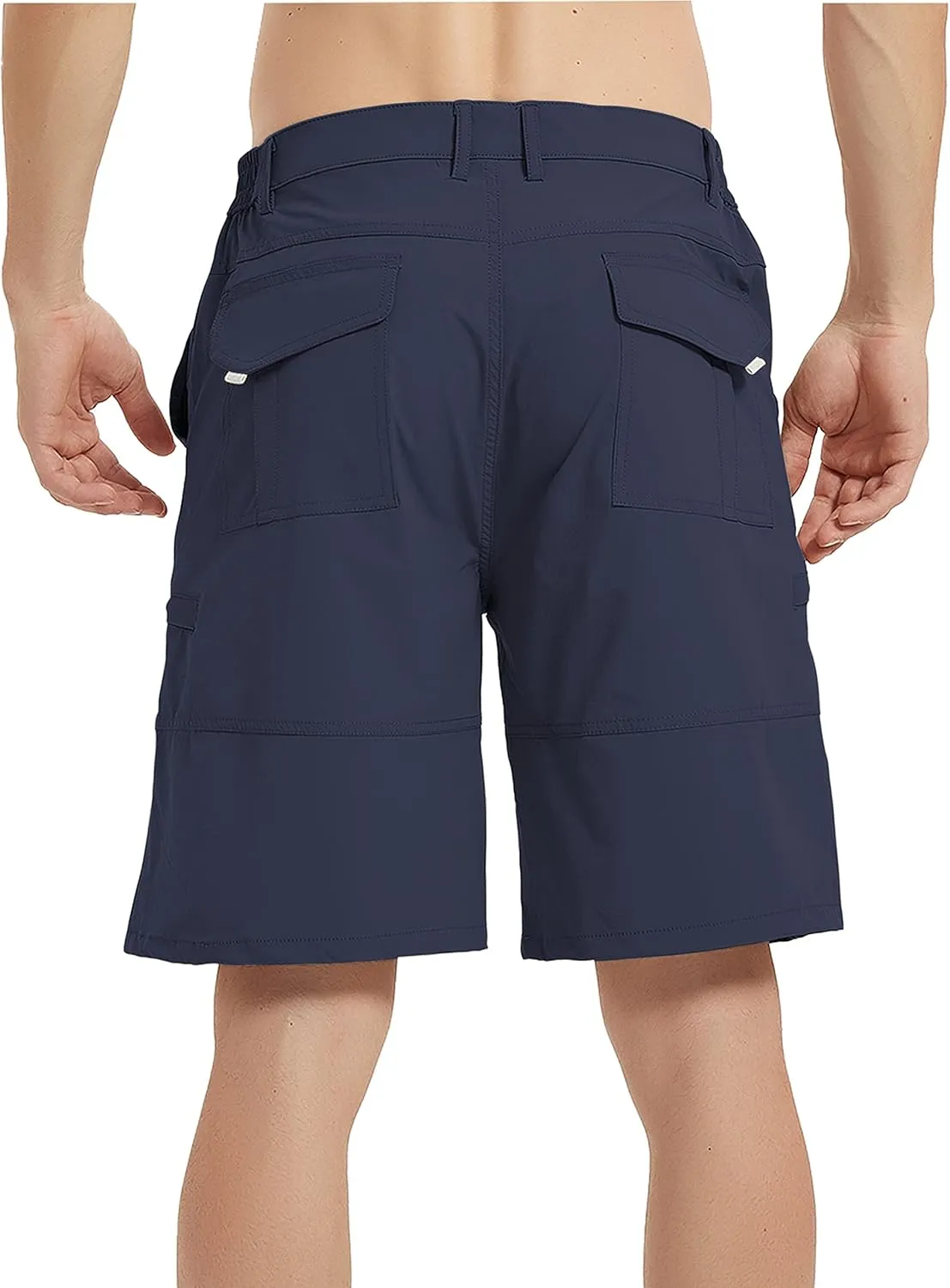 Mens Hiking Cargo Shorts Elastic Waist Shorts Men Casual Outdoor Quick-Dry Shorts, Black