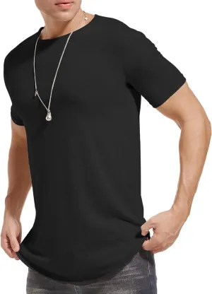 Mens Hipster Hip Hop Longline Crewneck T-Shirt