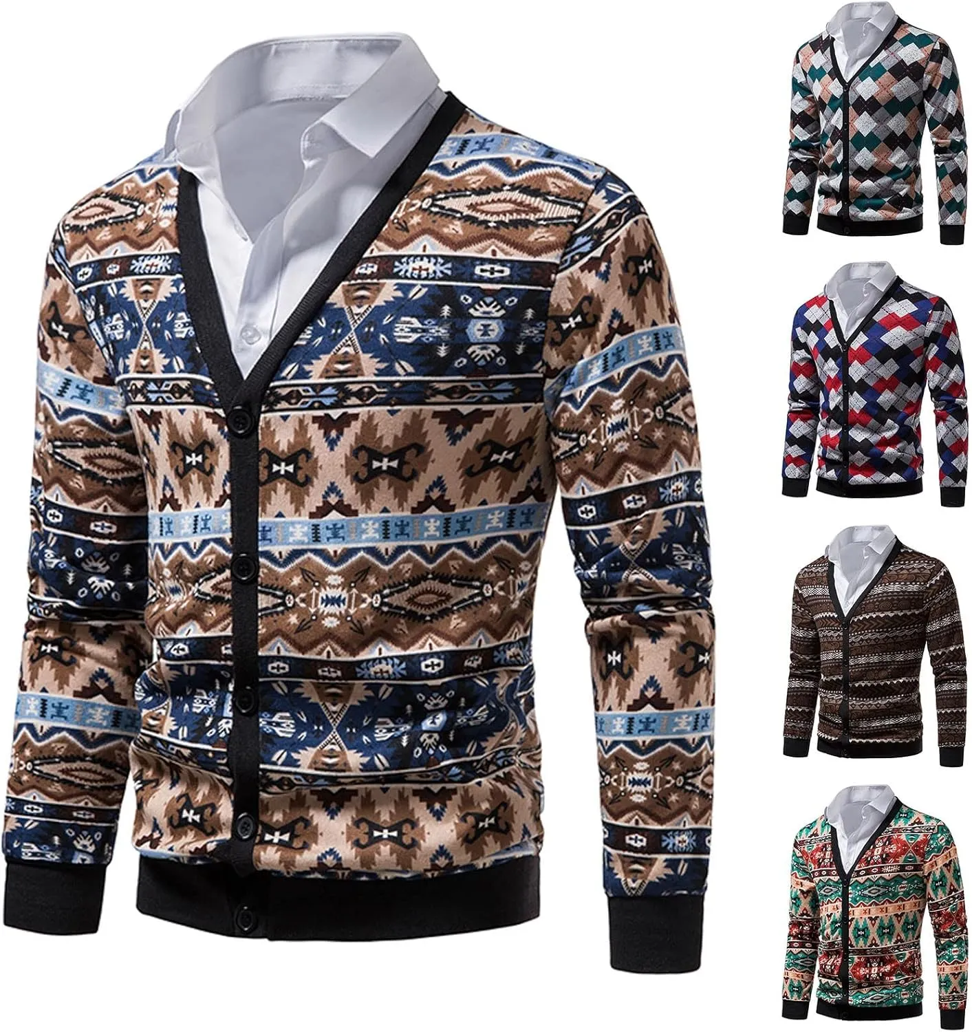 Men's Knitted Sweaters 1/4 Zip Cotton Sweater Pullover Polo Sweaters Stand Collar Fall Winter Warm Sweatshirts