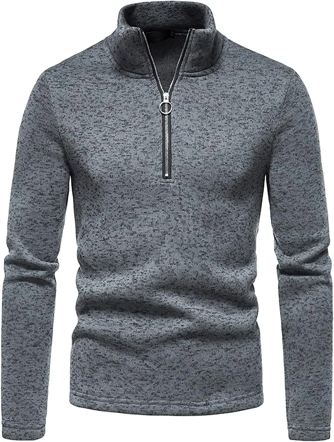 Men's Knitted Sweaters 1/4 Zip Cotton Sweater Pullover Polo Sweaters Stand Collar Fall Winter Warm Sweatshirts