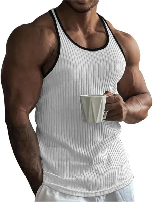 Men's Lightweight Cotton Tank Undershirts Hooded Tank Top Breathable Sleeveless Vest Fashion Casual Vest