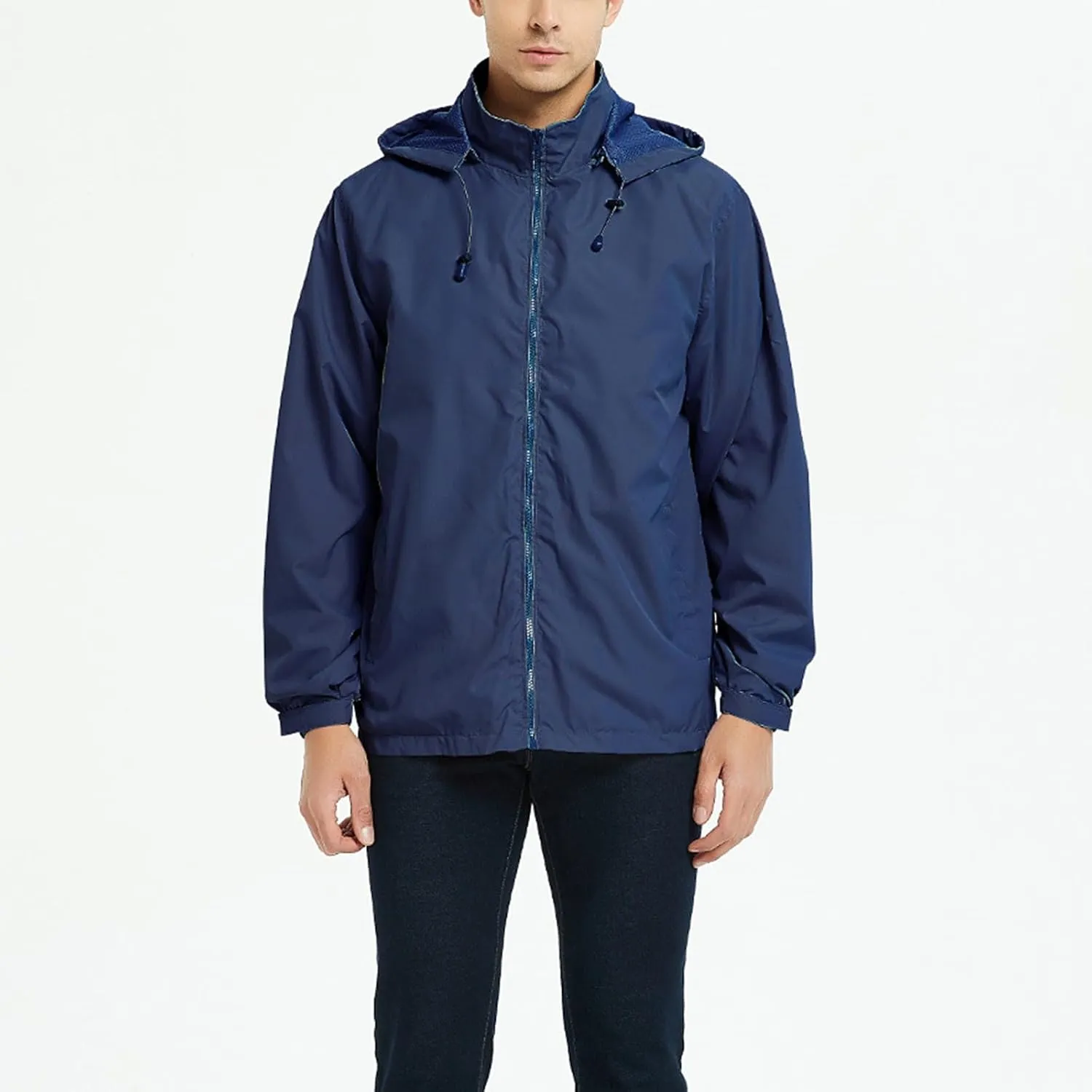 Men's Lightweight Waterproof Rain Jackets with Hood Long Sleeve Breathable Hooded Raincoats Hiking Athletic Shirts