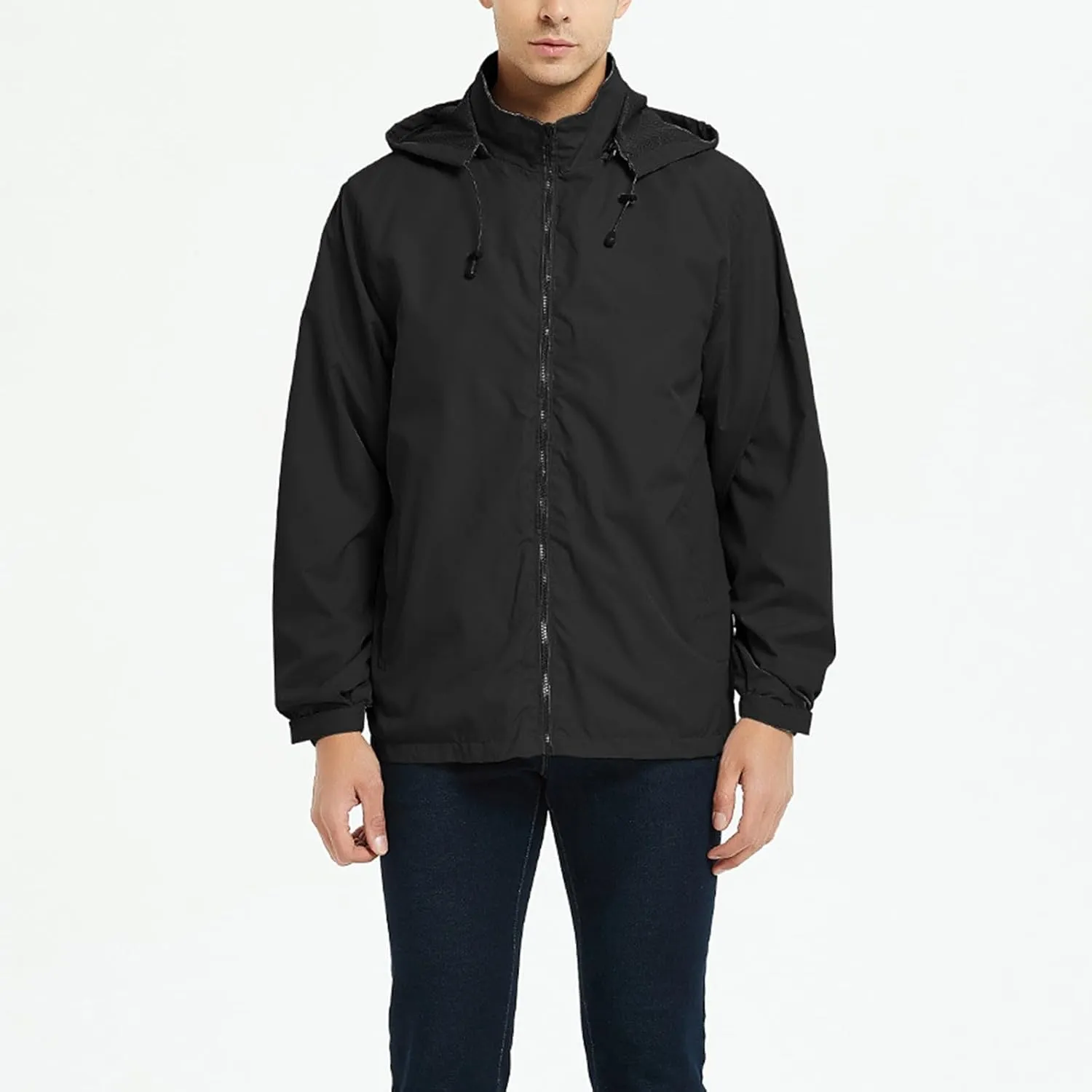 Men's Lightweight Waterproof Rain Jackets with Hood Long Sleeve Breathable Hooded Raincoats Hiking Athletic Shirts