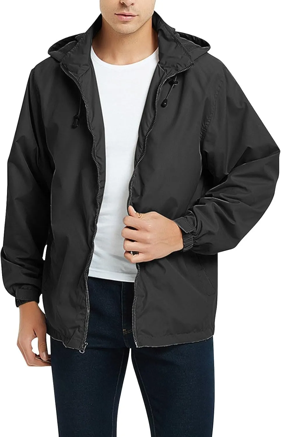 Men's Lightweight Waterproof Rain Jackets with Hood Long Sleeve Breathable Hooded Raincoats Hiking Athletic Shirts
