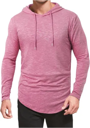 Mens Lightweight Workout Hoodie Gym Fitness Long Sleeve Breathable Hooded T Shirts Muscle Athletic Pullover Tops
