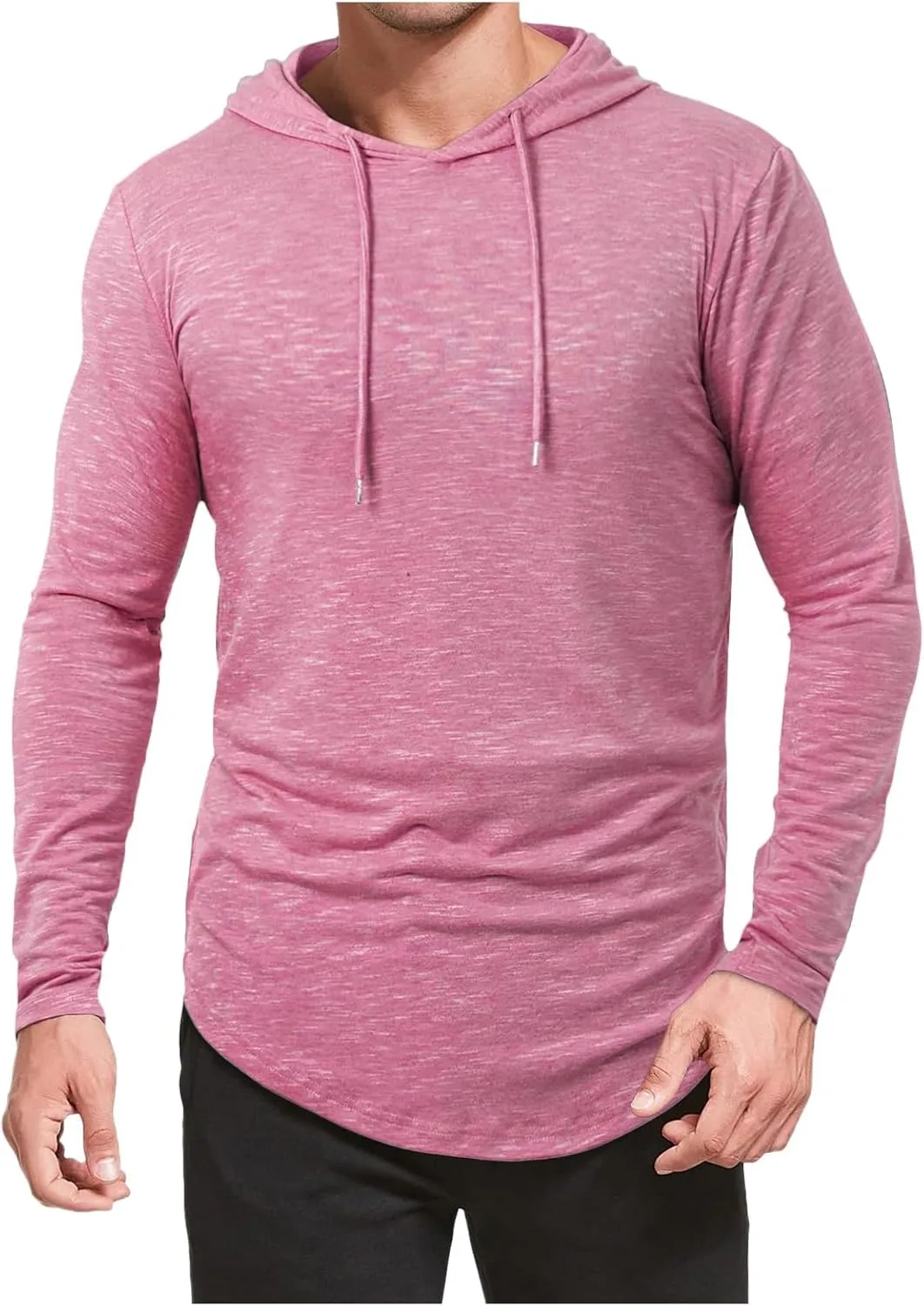 Mens Lightweight Workout Hoodie Gym Fitness Long Sleeve Breathable Hooded T Shirts Muscle Athletic Pullover Tops