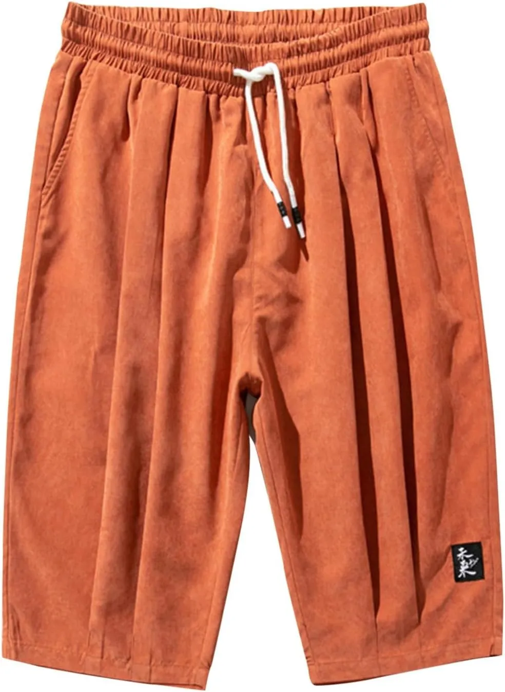 Men's Linen Cotton Capri Pants Loose Fit Elastic Waist Wide Leg Baggy Harem Pants Elastic Waist Casual Beach Yoga Trousers