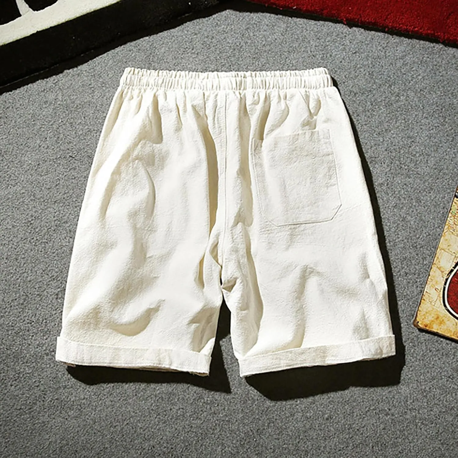 Men's Linen Shorts 2024 Summer Beach Shorts Mens Casual Vacation Shorts Loose Cotton Linen Breathable Lounge Shorts