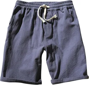 Men's Linen Shorts 2024 Summer Beach Shorts Mens Casual Vacation Shorts Loose Cotton Linen Breathable Lounge Shorts