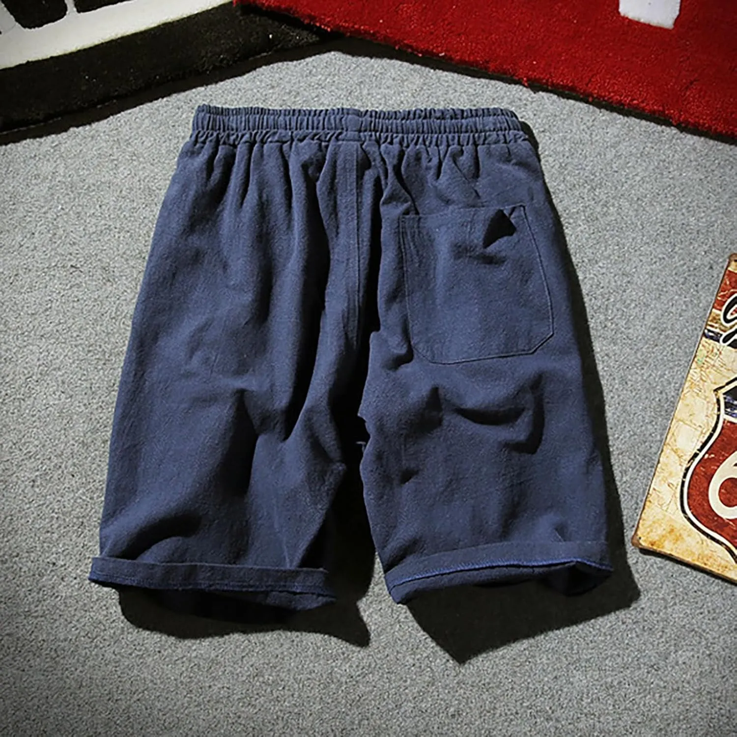 Men's Linen Shorts 2024 Summer Beach Shorts Mens Casual Vacation Shorts Loose Cotton Linen Breathable Lounge Shorts