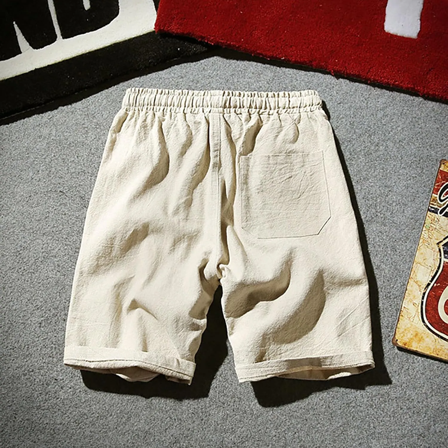 Men's Linen Shorts 2024 Summer Beach Shorts Mens Casual Vacation Shorts Loose Cotton Linen Breathable Lounge Shorts