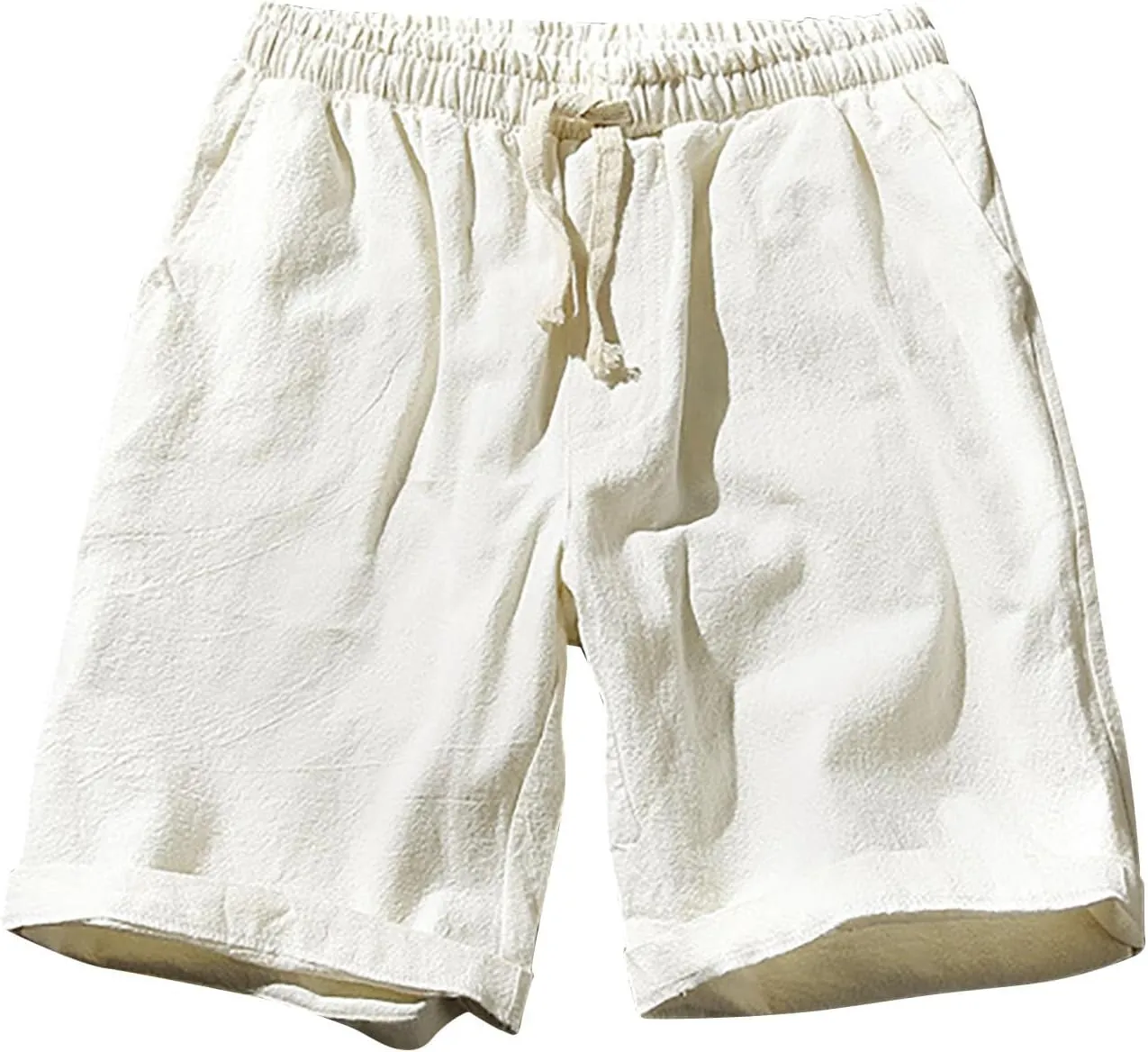 Men's Linen Shorts 2024 Summer Beach Shorts Mens Casual Vacation Shorts Loose Cotton Linen Breathable Lounge Shorts