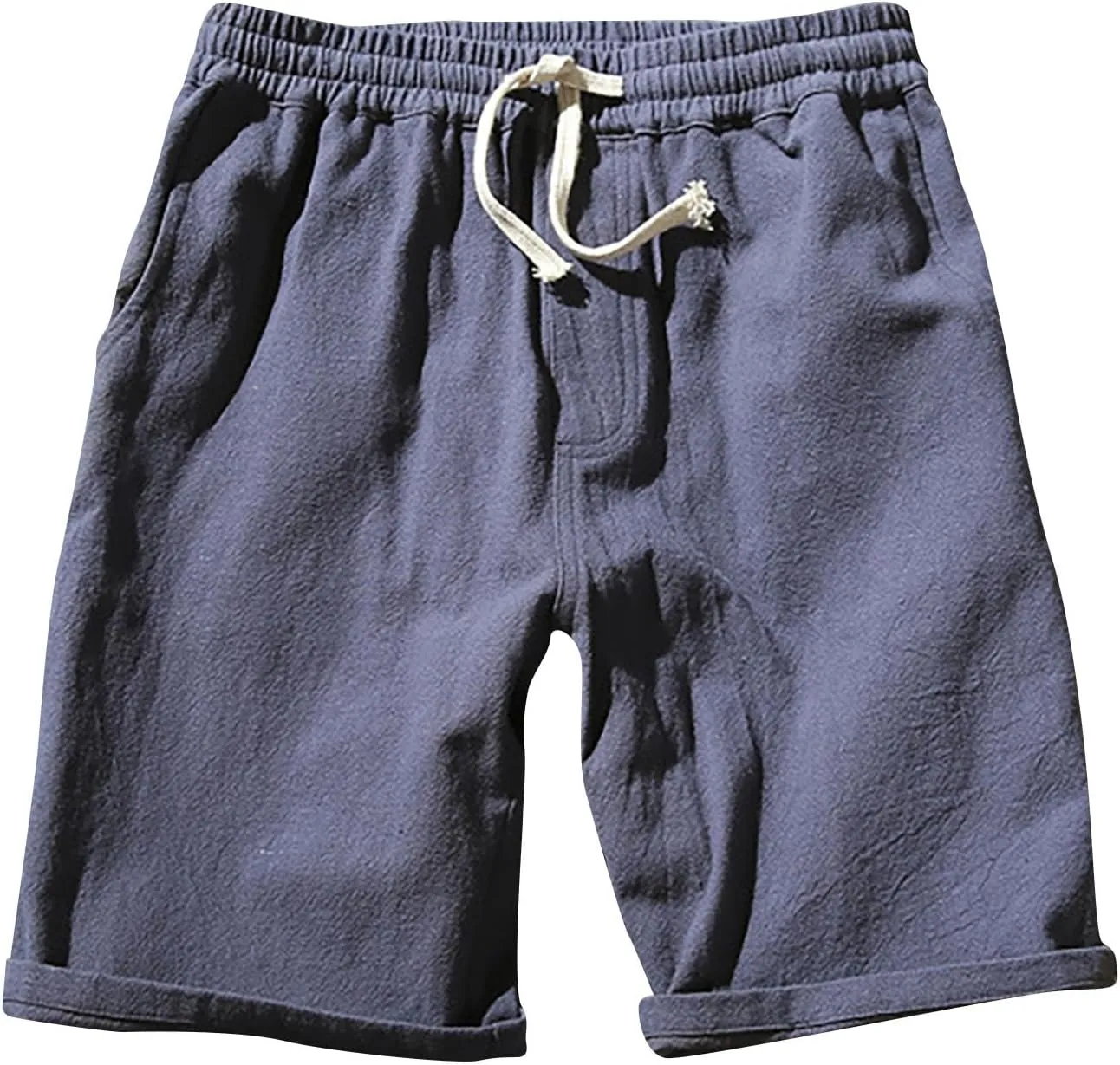 Men's Linen Shorts 2024 Summer Beach Shorts Mens Casual Vacation Shorts Loose Cotton Linen Breathable Lounge Shorts