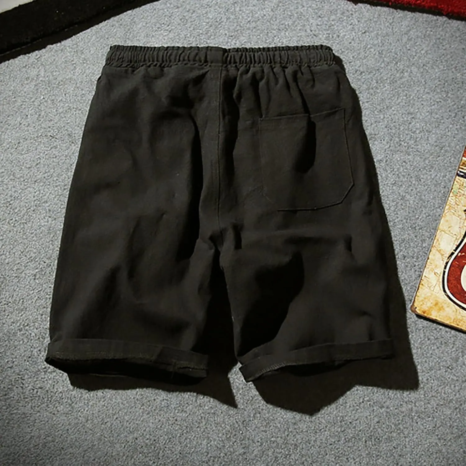 Men's Linen Shorts 2024 Summer Beach Shorts Mens Casual Vacation Shorts Loose Cotton Linen Breathable Lounge Shorts