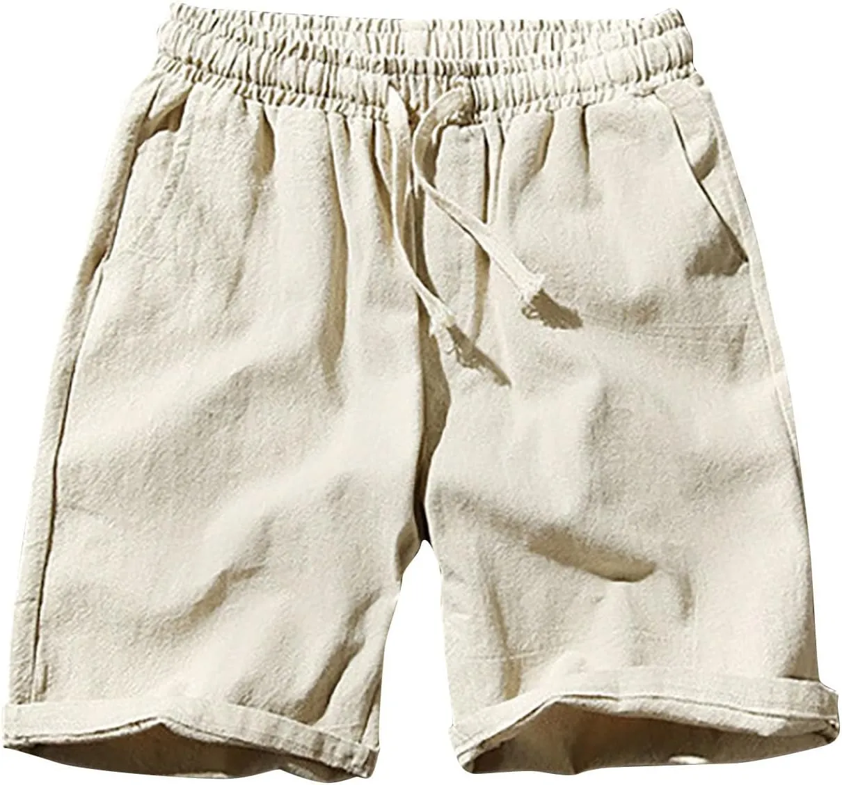 Men's Linen Shorts 2024 Summer Beach Shorts Mens Casual Vacation Shorts Loose Cotton Linen Breathable Lounge Shorts
