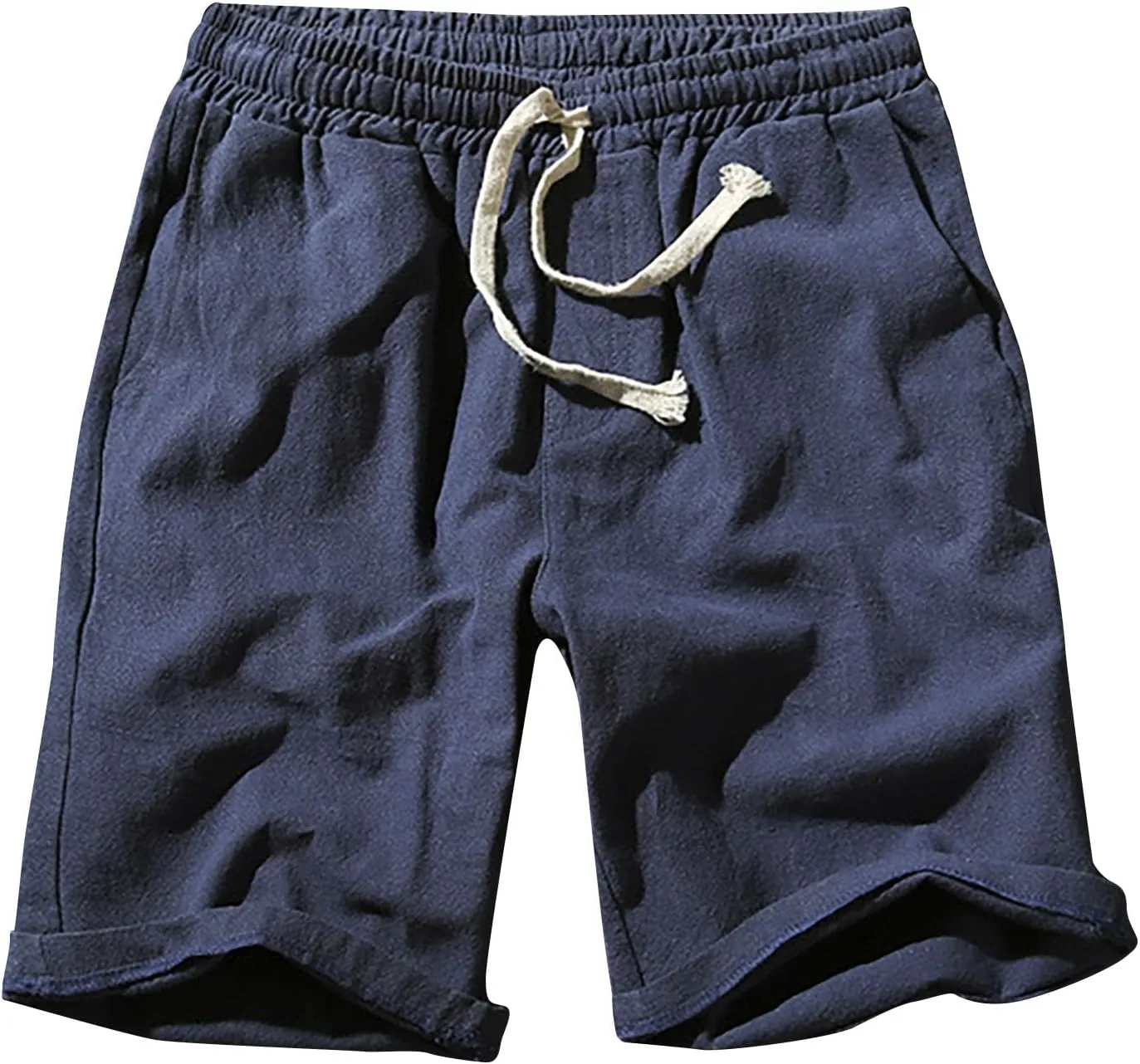 Men's Linen Shorts 2024 Summer Beach Shorts Mens Casual Vacation Shorts Loose Cotton Linen Breathable Lounge Shorts