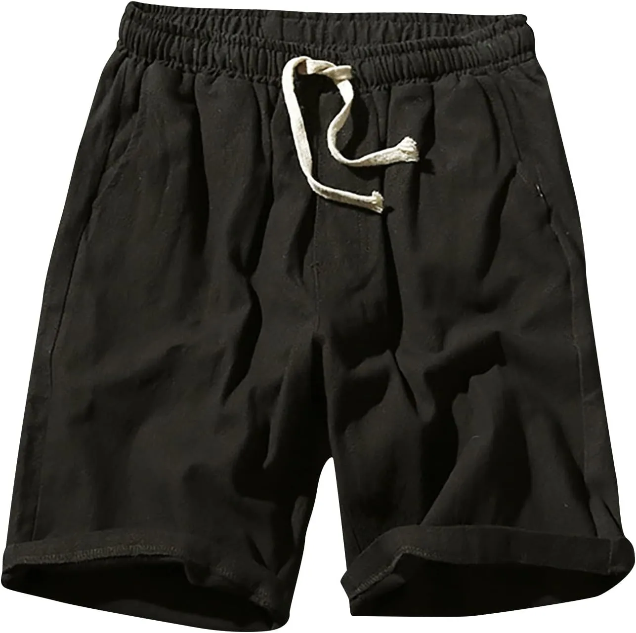 Men's Linen Shorts 2024 Summer Beach Shorts Mens Casual Vacation Shorts Loose Cotton Linen Breathable Lounge Shorts