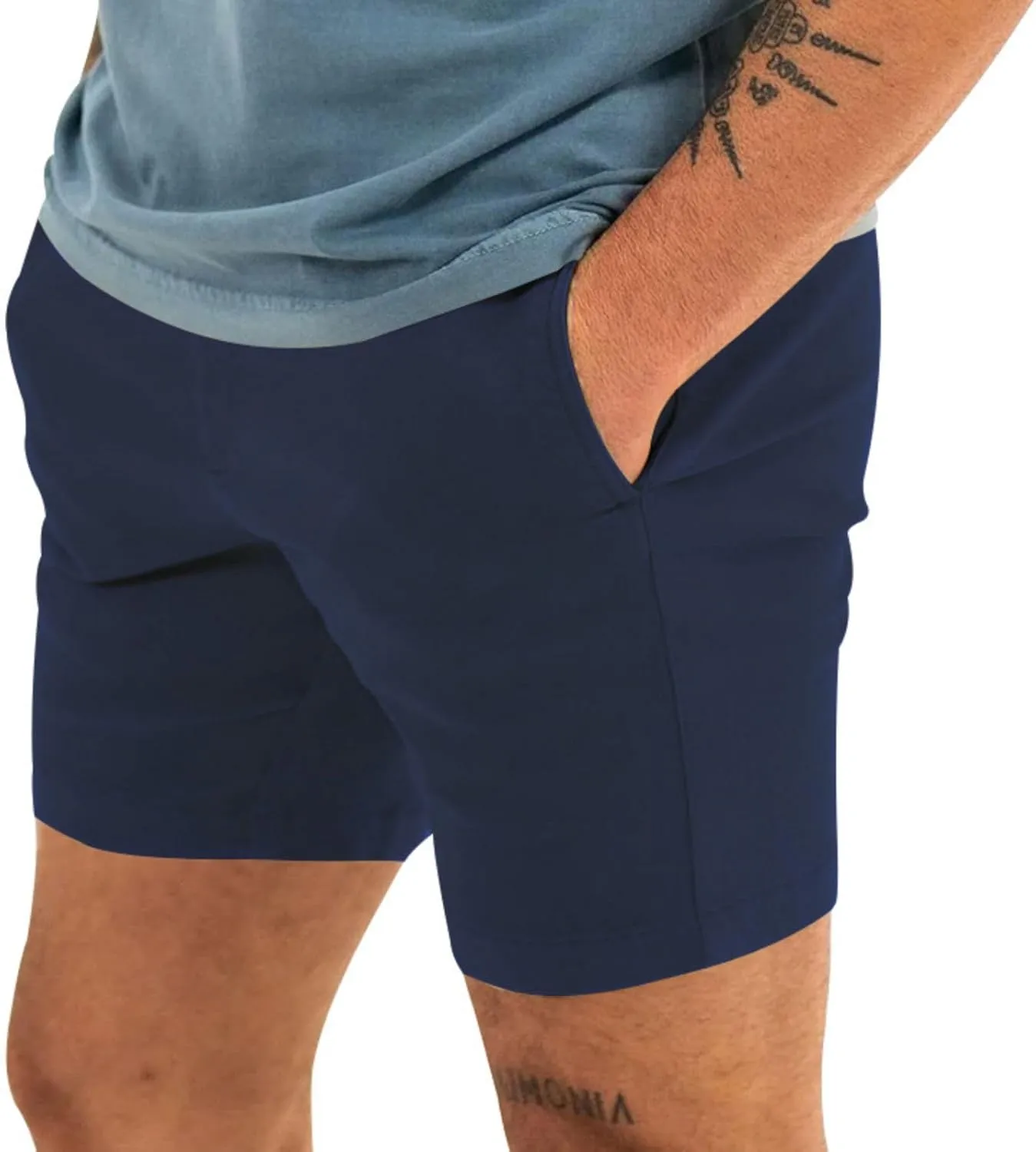 Mens Linen Shorts Casual Cotton Short Pants Summer Classic Beach Shorts Elastic Waist Drawstring Shorts with Pockets