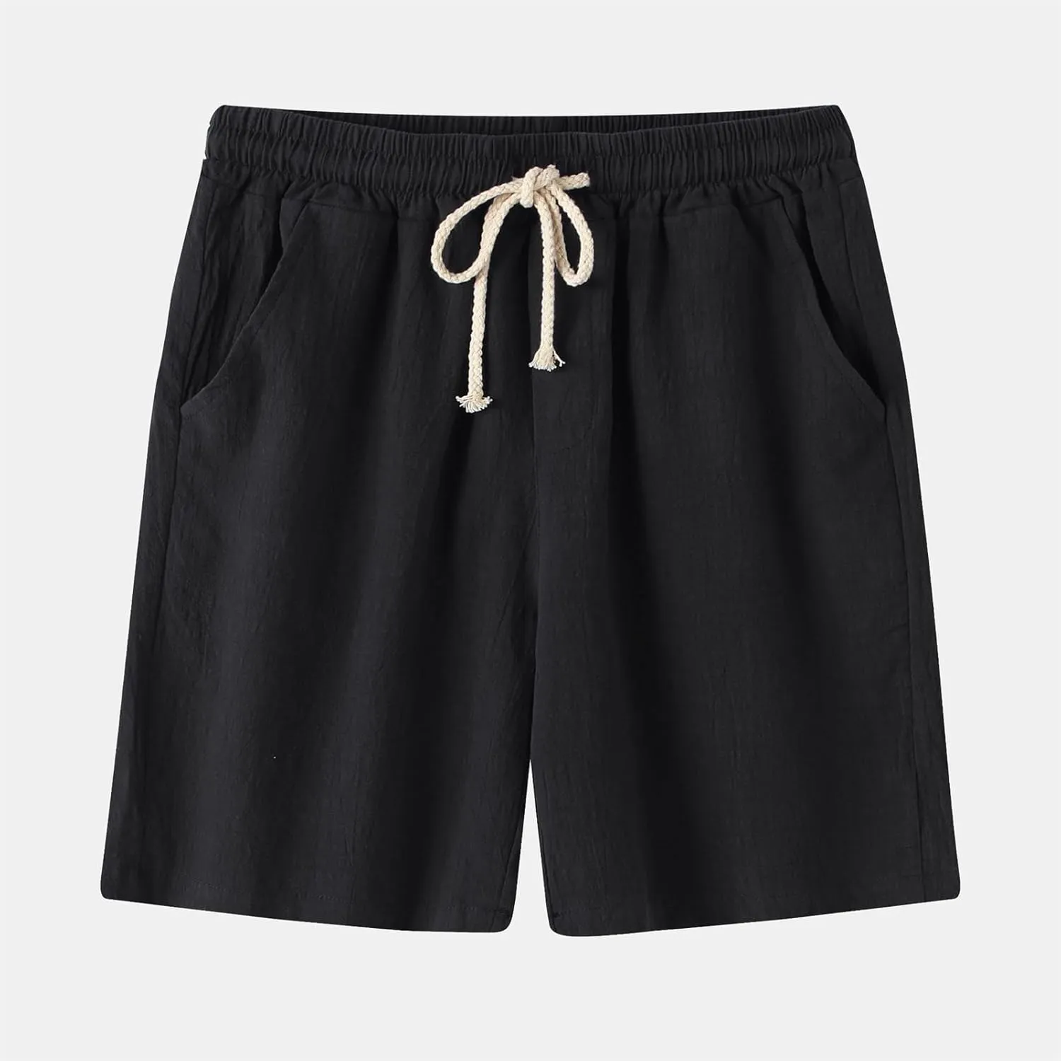 Men's Linen Shorts Casual Elastic Relaxed Fit Drawstring Lounge Shorts Summer Lightweight Beach Hawaii Shorts for Men