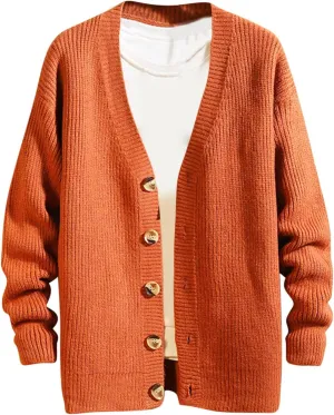 Men's Oversized Cardigan Sweaters Long Sleeve V-Neck Cardigans Loose Casual Buttons Down Ribbed Knitted Sweater
