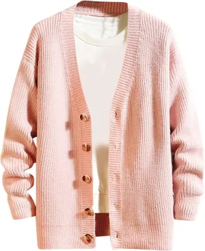 Men's Oversized Cardigan Sweaters Long Sleeve V-Neck Cardigans Loose Casual Buttons Down Ribbed Knitted Sweater