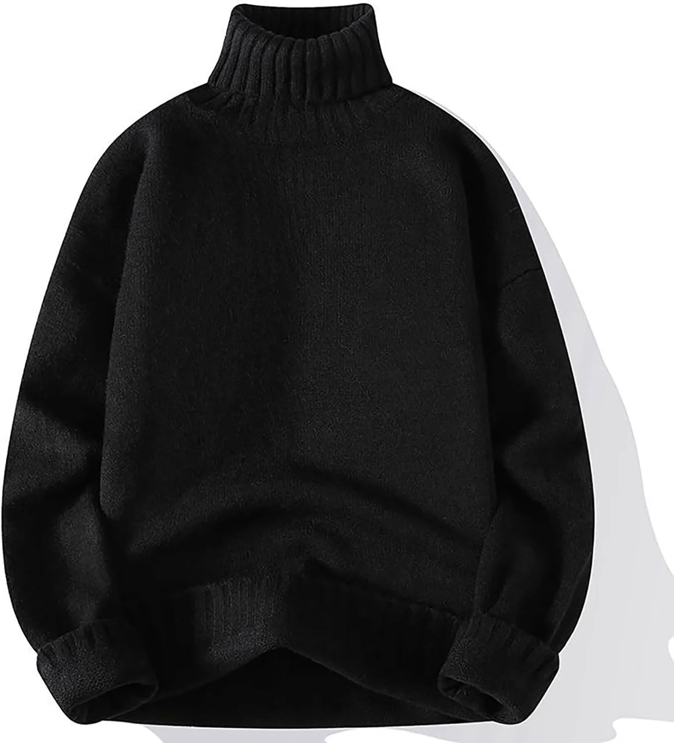 Mens Oversized Sweater Long Sleeve Cable Knit Turtleneck Sweaters Fashion Streetwear Casual Sweater Jumper Tops