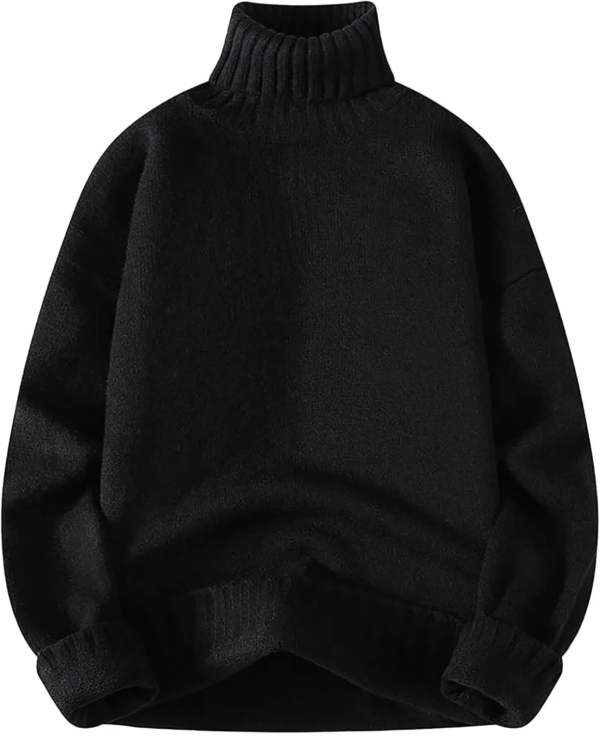 Mens Oversized Sweater Long Sleeve Cable Knit Turtleneck Sweaters Fashion Streetwear Casual Sweater Jumper Tops