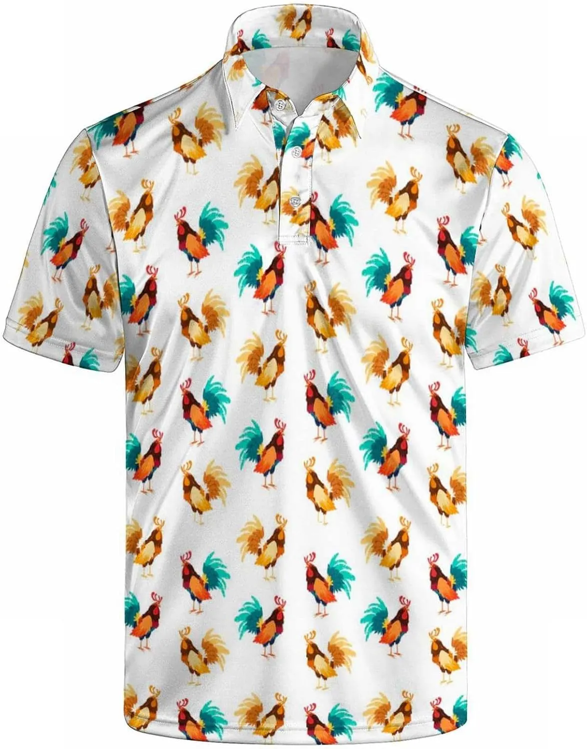 Men's Polo Shirt Short Sleeve Funny Printed Hawaiian Golf Shirts Workout Basic Fit Moisture Wicking Beach Wrok Tops