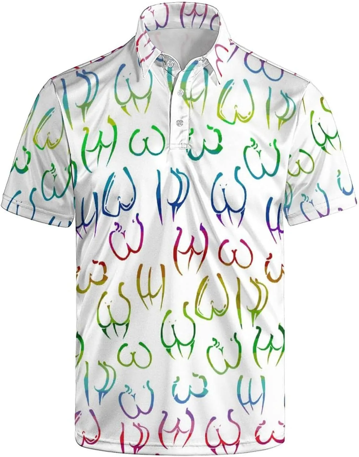 Men's Polo Shirt Short Sleeve Funny Printed Hawaiian Golf Shirts Workout Basic Fit Moisture Wicking Beach Wrok Tops