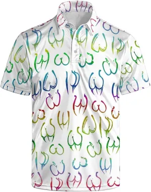 Men's Polo Shirt Short Sleeve Funny Printed Hawaiian Golf Shirts Workout Basic Fit Moisture Wicking Beach Wrok Tops