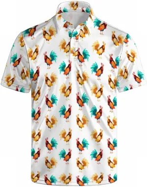 Men's Polo Shirt Short Sleeve Funny Printed Hawaiian Golf Shirts Workout Basic Fit Moisture Wicking Beach Wrok Tops