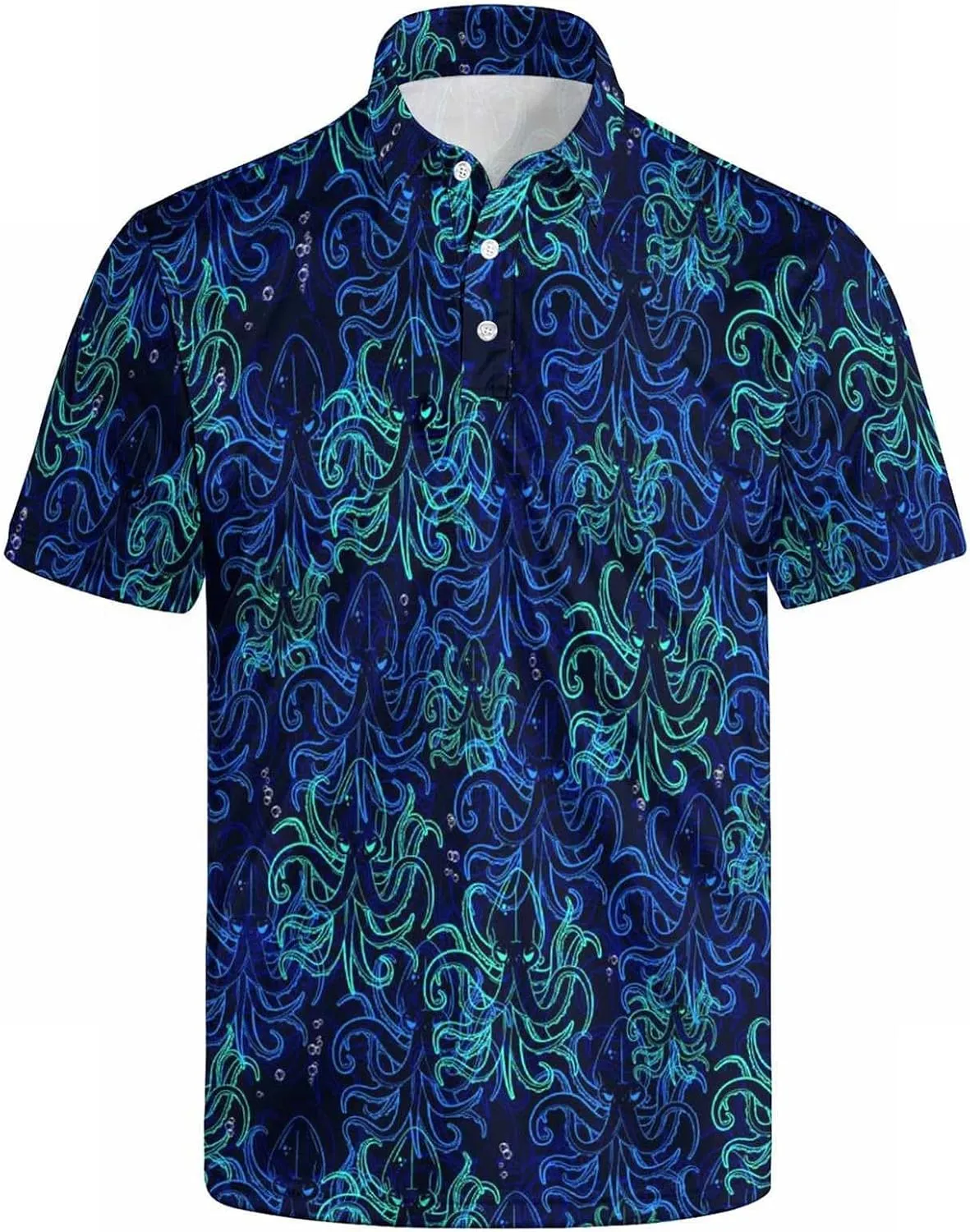 Men's Polo Shirt Short Sleeve Funny Printed Hawaiian Golf Shirts Workout Basic Fit Moisture Wicking Beach Wrok Tops