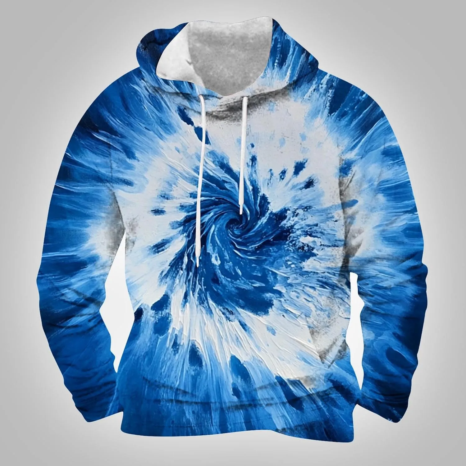 Mens Pullover Long Sleeve Hoodie Sweatshirt Tie-dye Printed Blend Pullover Casual Shirt Hooded Sweatshirt Tops Blouse