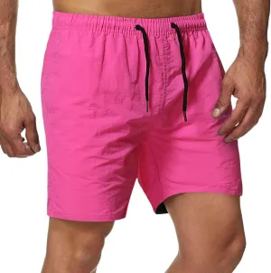 Men's Quick Dry Shorts - Water Resistant Mens Solid Shorts with Elastic Waist