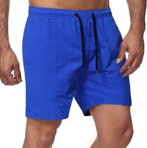 Men's Quick Dry Shorts - Water Resistant Mens Solid Shorts with Elastic Waist
