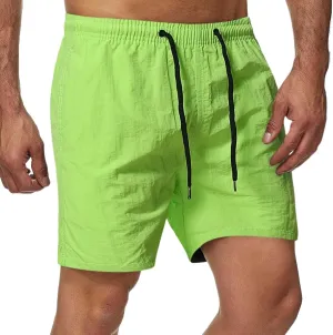 Men's Quick Dry Shorts - Water Resistant Mens Solid Shorts with Elastic Waist