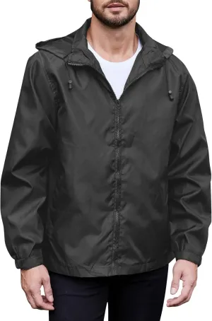 Men's Rain Jacket Running Golf Jackets Waterproof Breathable Raincoat with Hood Lightweight Windbreaker Hiking Jacket