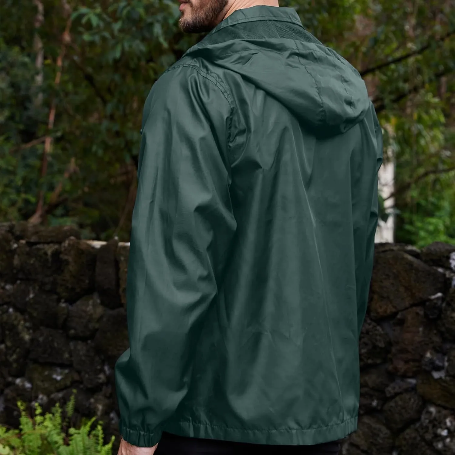 Men's Rain Jacket Running Golf Jackets Waterproof Breathable Raincoat with Hood Lightweight Windbreaker Hiking Jacket